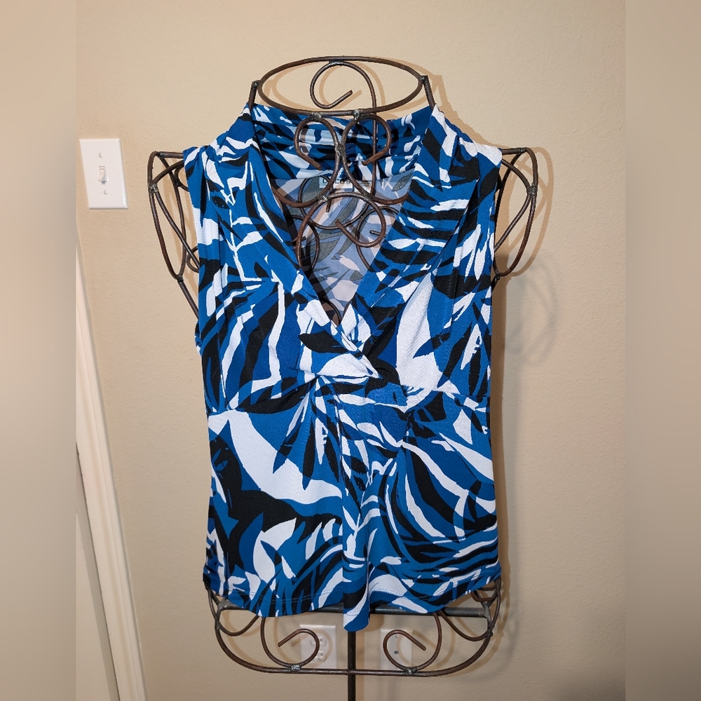 Chico's Vibrant Blue and Black Sleeveless Blouse